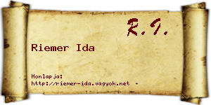 Riemer Ida névjegykártya